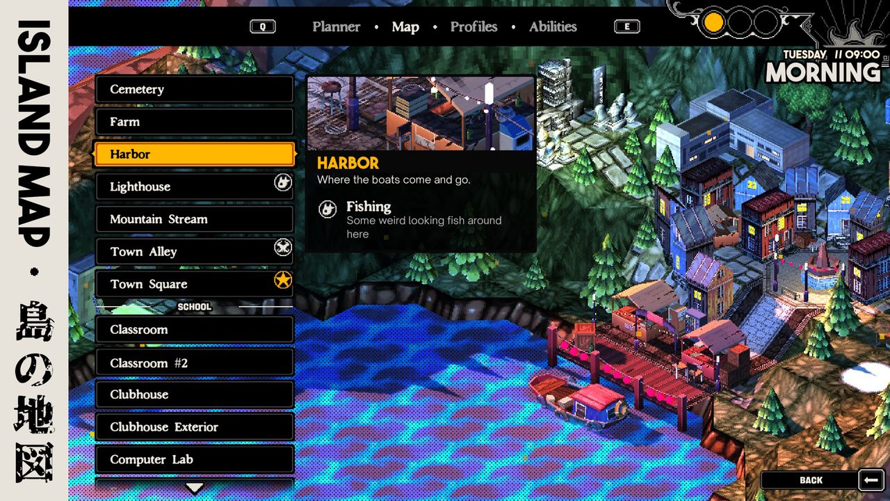 The map screen of Demonschool.